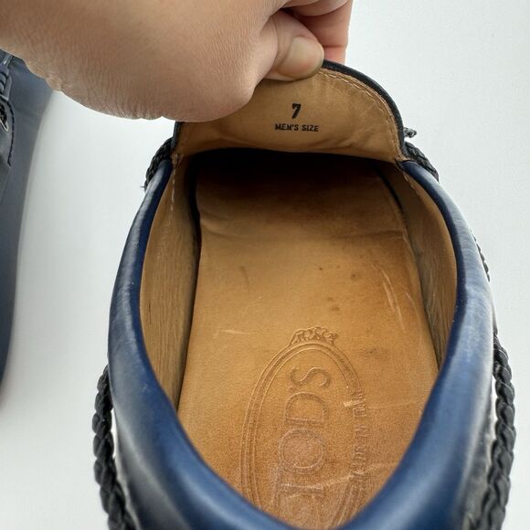 Tod\'s Calf Gommino Driving Shoes Loafers Men\'s Navy Blue Size 7 Bow Tie Italy main image 10